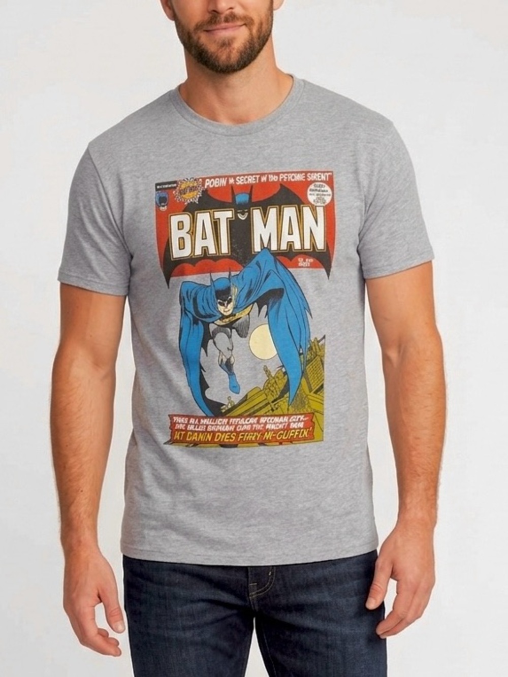 BATMAN Men’s Graphic Batman T-Shirt Grey Superhero Comics Marvel Medium